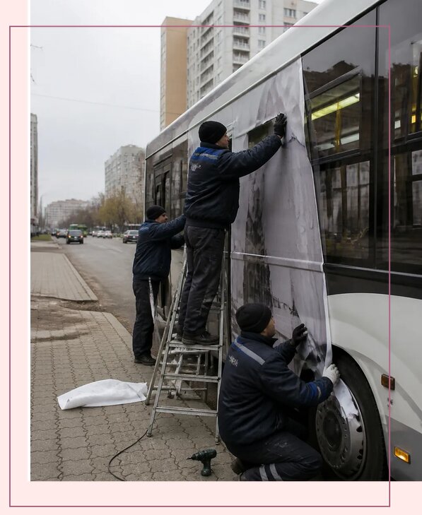 Изготовление и монтаж рекламы на автобусах в Кузнецке